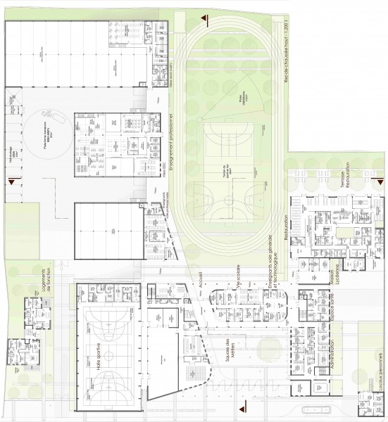Plan du RDC  - Lycée Hélène Duc / TLR Architecture