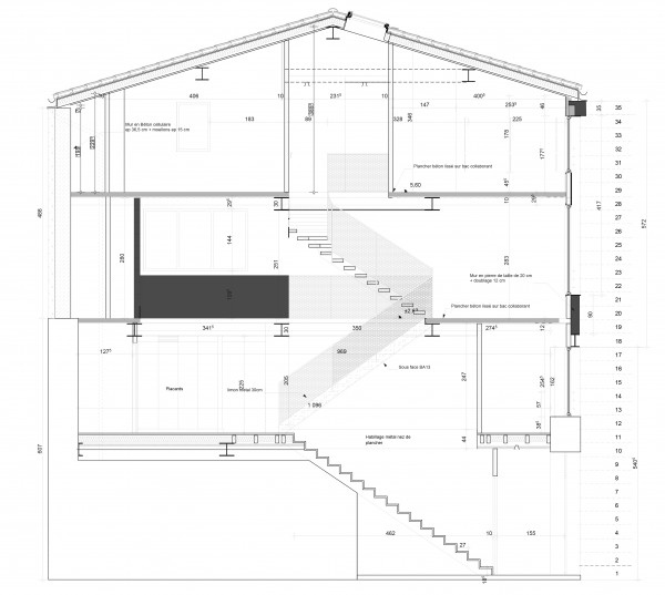 appartement bordeaux - coupe AA / a_traits architecture