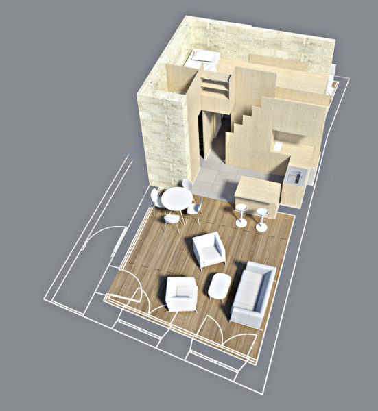 MICROLOFT - 3D vue 1 meuble mezzanine / a_traits design graphique