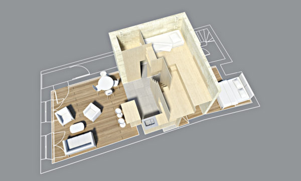 MICROLOFT - 3D vue 2 meuble mezzanine / a_traits design graphique