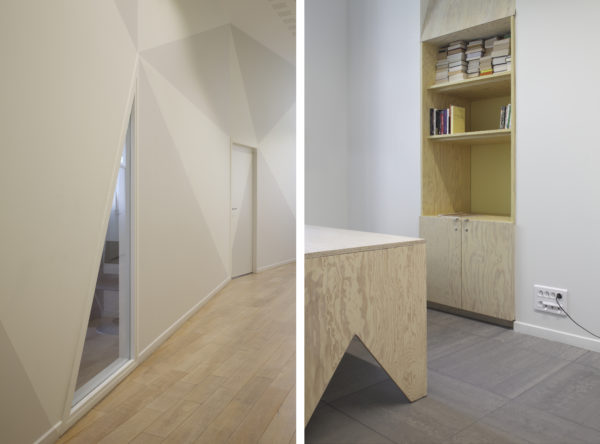 Cloison des bureaux à l'étage et mobilier / Agnès Clotis