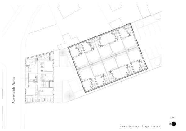 Plan étage courant / Faye Architectes