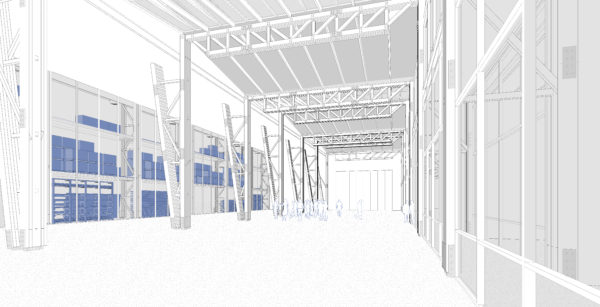 La halle d'expérimentation - Espace central du projet / Thibaut Aubert