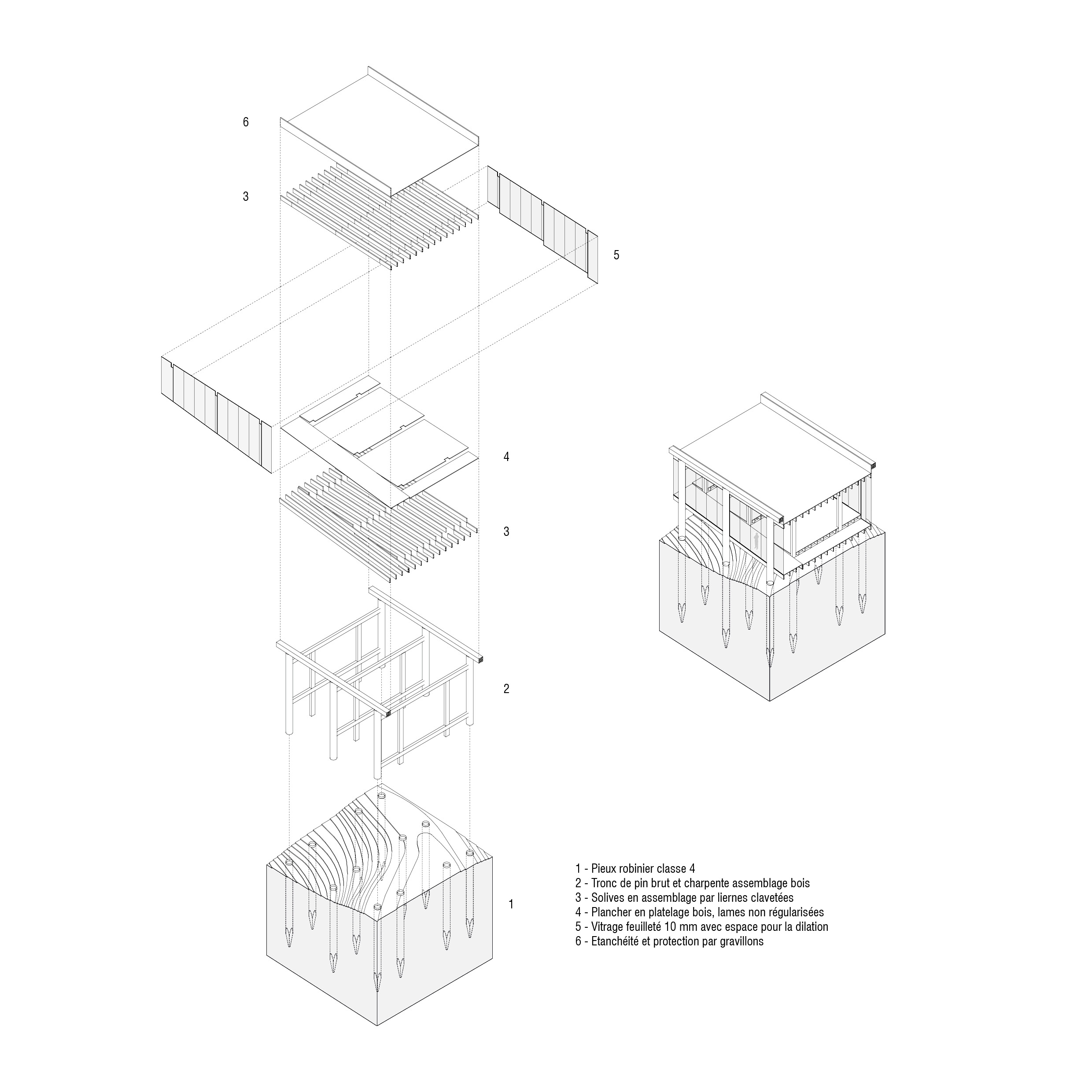 Axonométrie structurelle Galerie / Quentin Trey