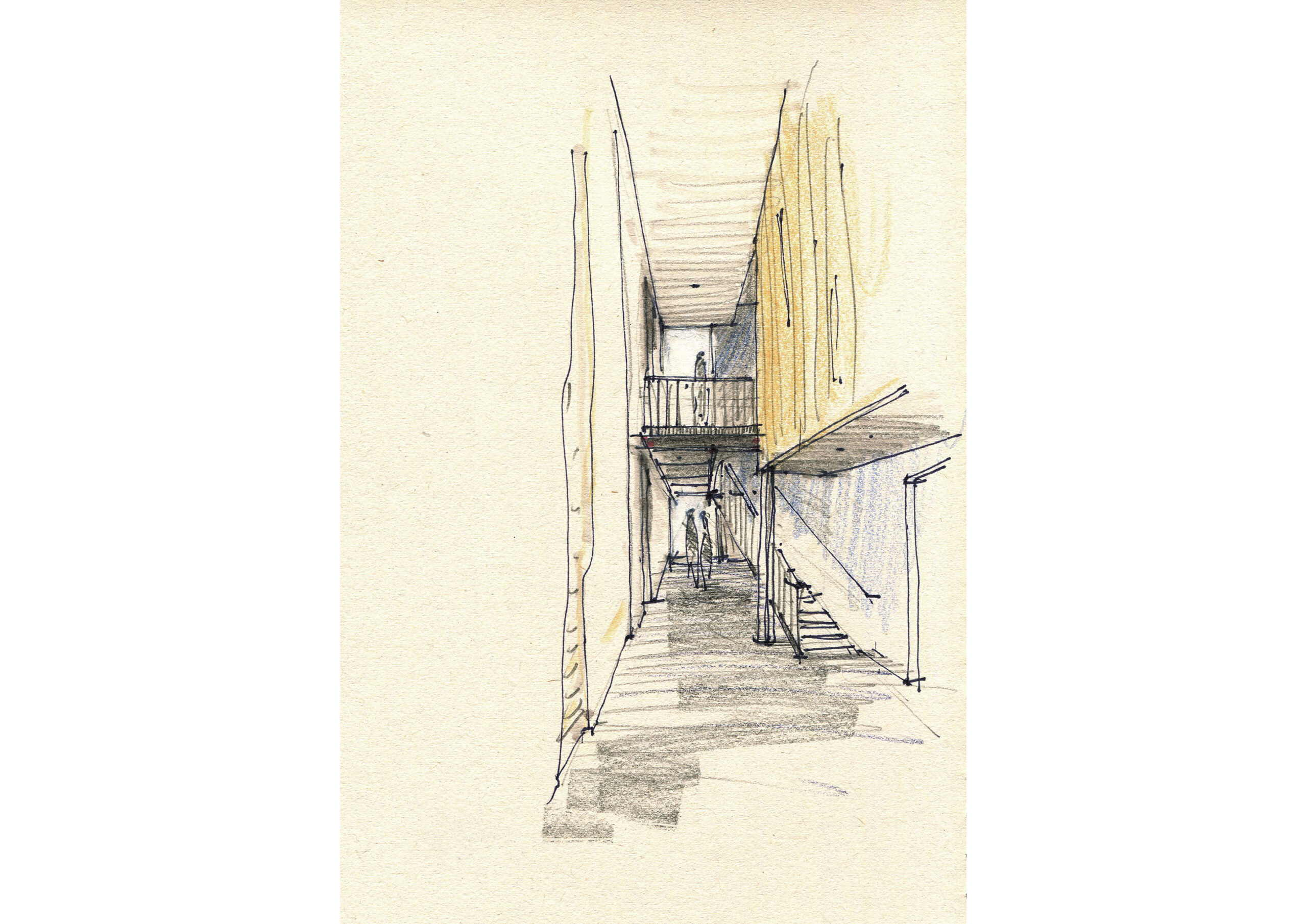 Hall, croquis d'intention / Guillaume Clément, Tratteggio architecture